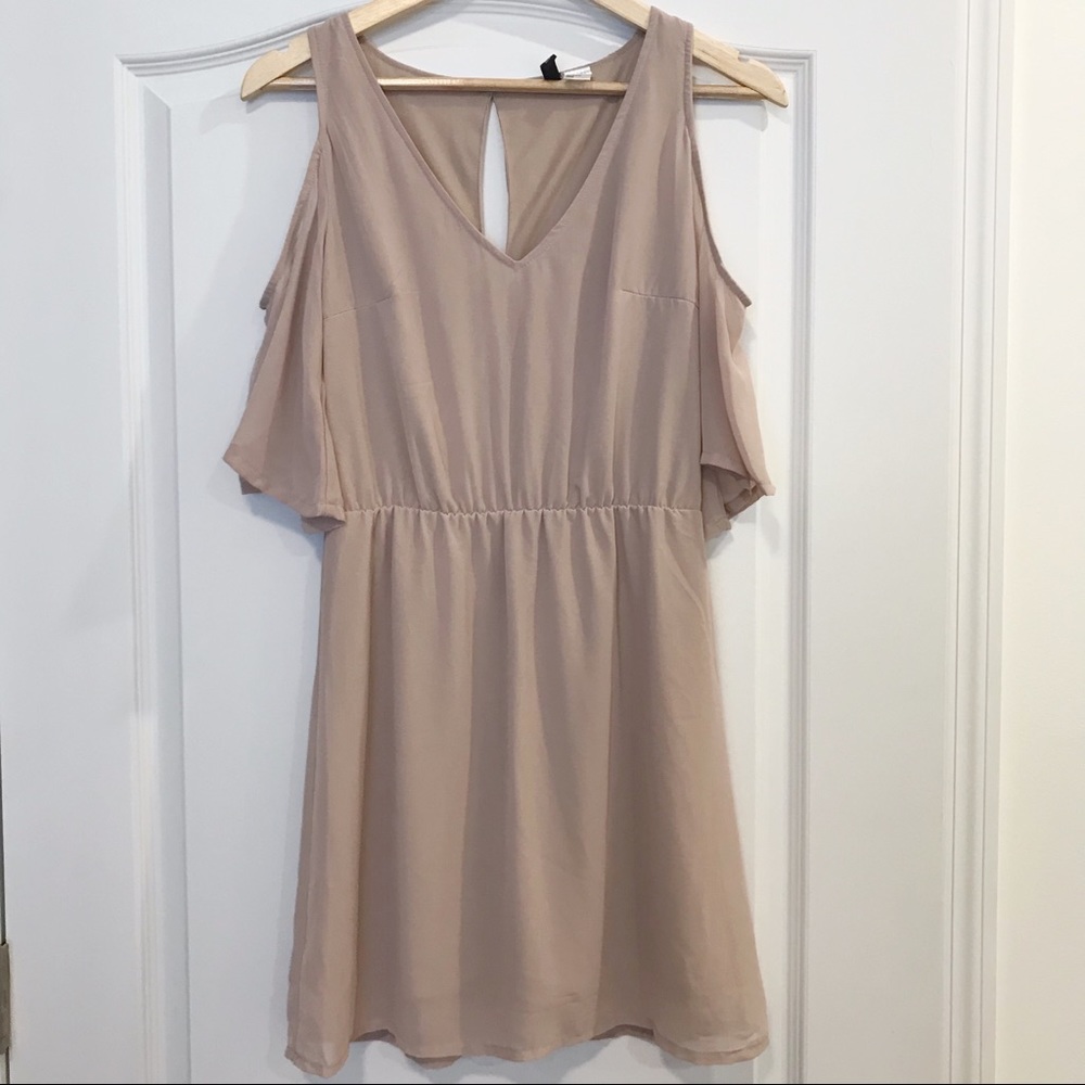 Blush Pink Cold shoulder chiffon dress